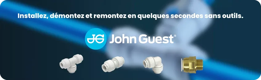 John Guest : raccords instantanés, à installer, démonter et remonter en quelques secondes sans outils. Voir les produits John Guest