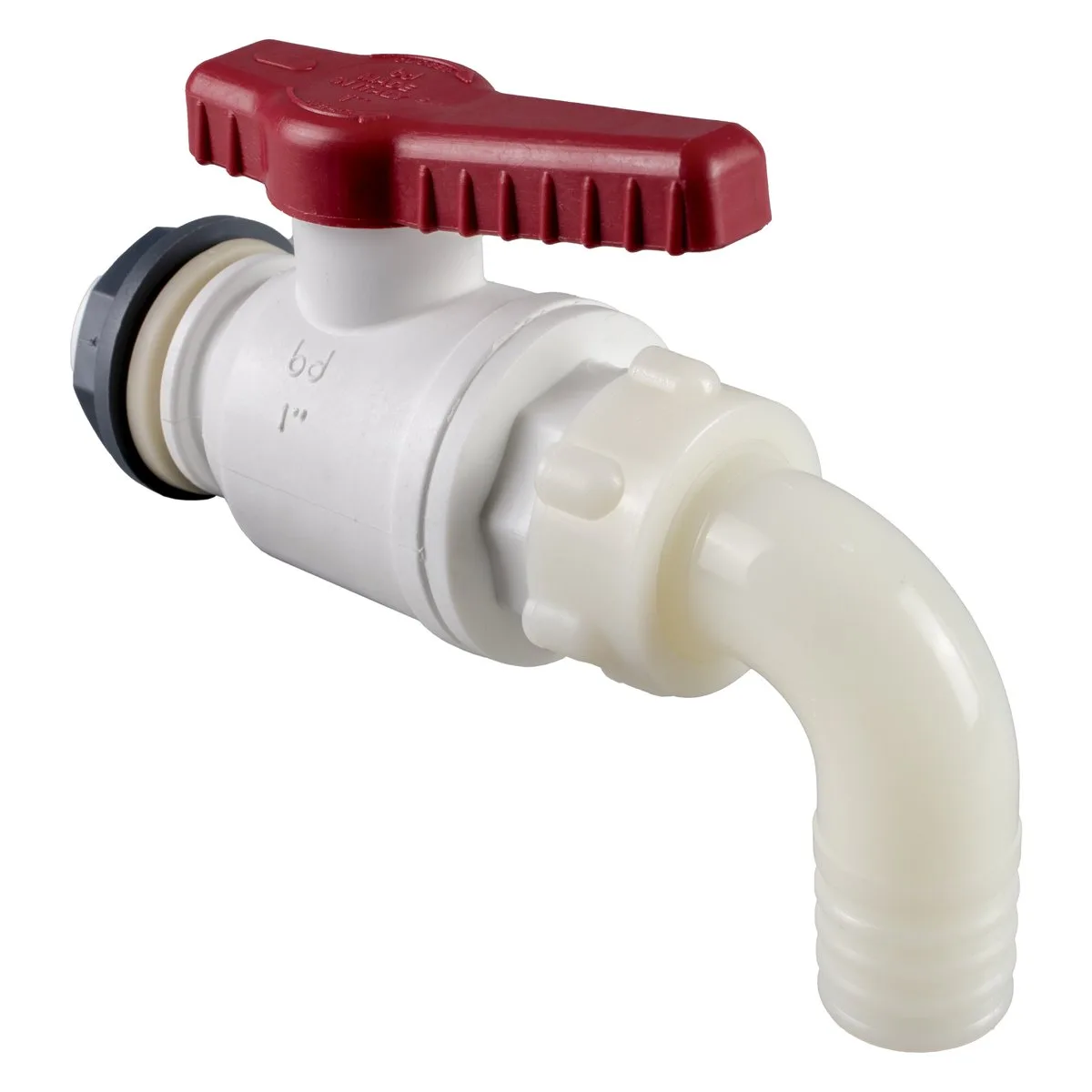 VANNE À BILLE AVEC LONG RACCORD POUR RÉSERVOIR, JOINT EPDM, JOINT TORIQUE NBR ALIMENTAIRE TÉTINE COUDÉ 1" X 30