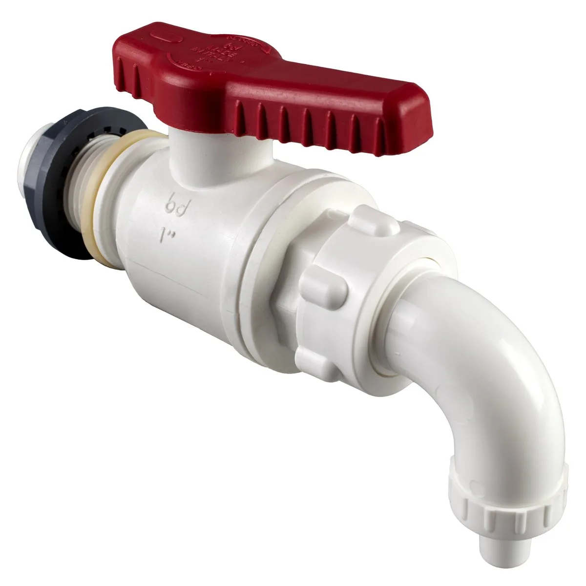 VANNE À BILLE AVEC LONG RACCORD POUR RÉSERVOIR, JOINT EPDM, JOINT TORIQUE NBR ALIMENTAIRE, TÉTINE COUDÉ RACCORD POUR REMPLIR LES BOUTEILLES 1" X 30