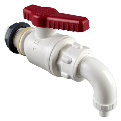 VANNE À BILLE AVEC LONG RACCORD POUR RÉSERVOIR, JOINT EPDM, JOINT TORIQUE NBR ALIMENTAIRE, TÉTINE COUDÉ RACCORD POUR REMPLIR LES BOUTEILLES 1" X 30