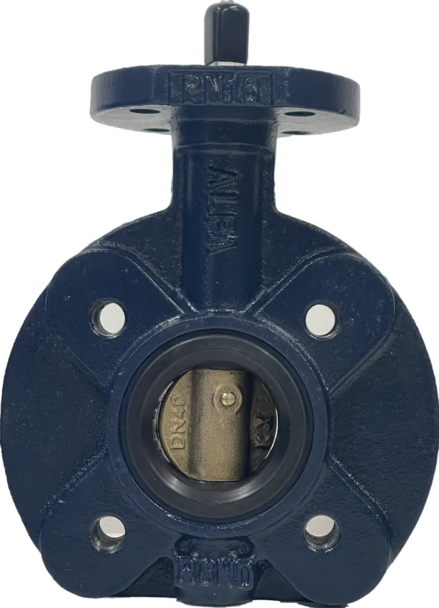 VANNE PAPILLON TARAUDÉE BRONZE ALUMINIUM NBR AXE NU DN50/PN6