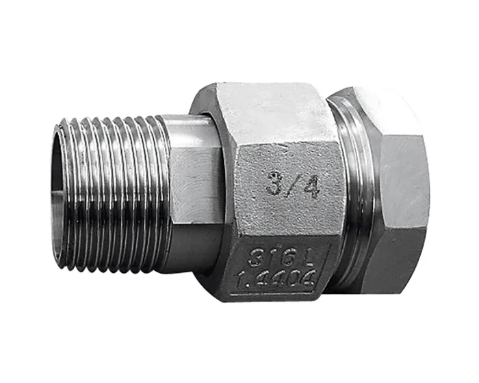 RACCORDS UNIONS À JOINTS CONIQUES USINÉS MOULES MÂLES / FEMELLES 3/4" GAZ/BSP INOX 316L