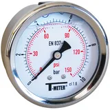 Manomètre boîtier inox à bain raccord axial Ø63 -1B/+3B mâle