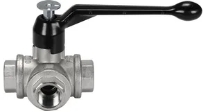 BALL VALVE BRASS 3 VOIES EN T TRIFLUX HANDLE ALUMINIUM DN32 - 1"1/4 PN16