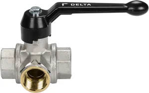 BALL VALVE BRASS 3 VOIES EN L DELTA HANDLE ALUMINIUM DN10 - 3/8" PN10
